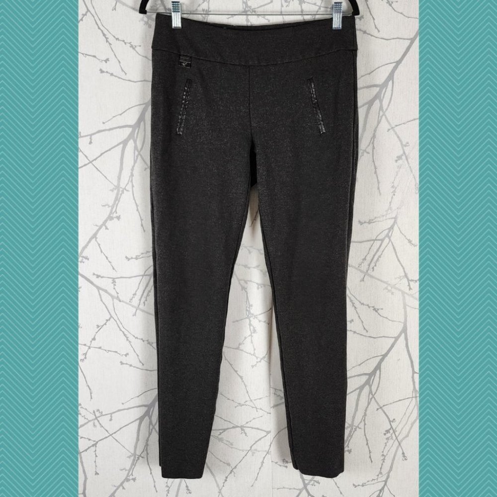 Lisette L Heathered Gray Stretch Knit Mid Rise Skinny Pants
